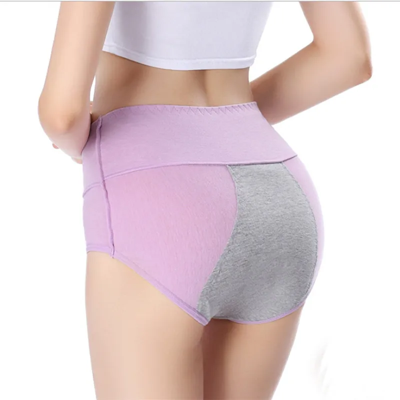 Bragas menstruales de cintura alta para mujer, ropa interior grande, 100% algodón