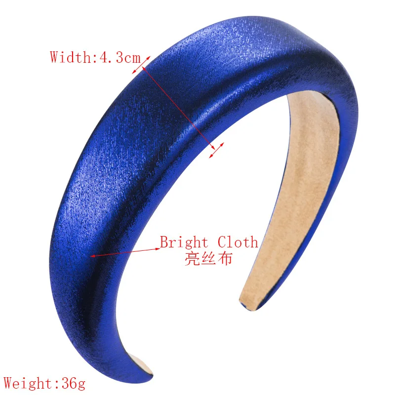 Bright Fabric Sponge Female Bezel Head Silk Padded Headband for Women 4.3cm Wide Thick Hair Hairband Cotton Blends Headbands