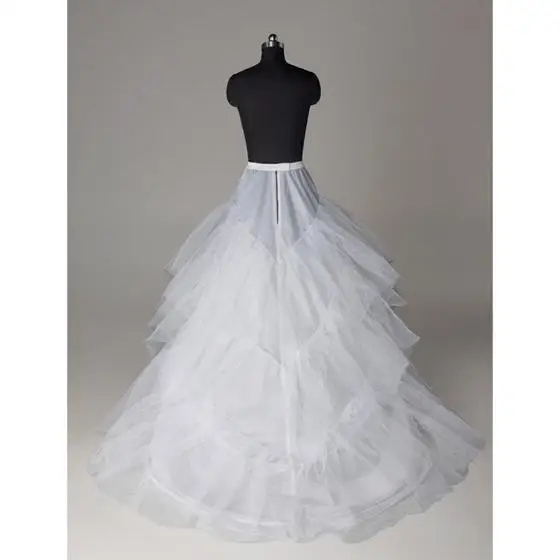 White or black Chapel Train Petticoats Woman 3Layers Tulle Underskirt Wedding Accessories Crinoline For Prom Evening Dress