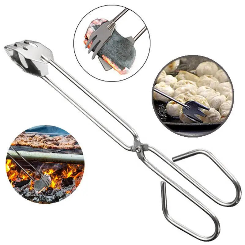 Convenient BBQ Tools Stainless Steel Scissors Type Grilled Food Clip Barbecue Accessories Portable Tongs Outdoor Gadget