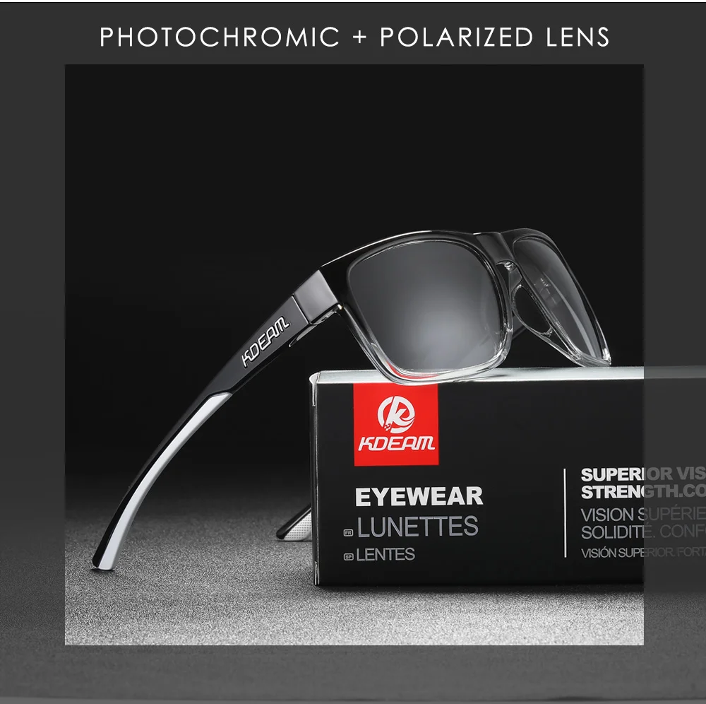 KDEAM Neue Polarisierte Sonnenbrille der Männer Platz Im Freien Photochrome Sonnenbrille Frauen Nicht-Slip Nase Pad Volle Zubehör Enthalten – Detail 4
