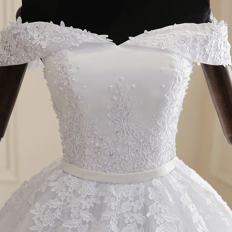 Robe de Mariée Élégante en Dentelle Brodée, Col Bateau, Tenue de Bal de Luxe, 2023