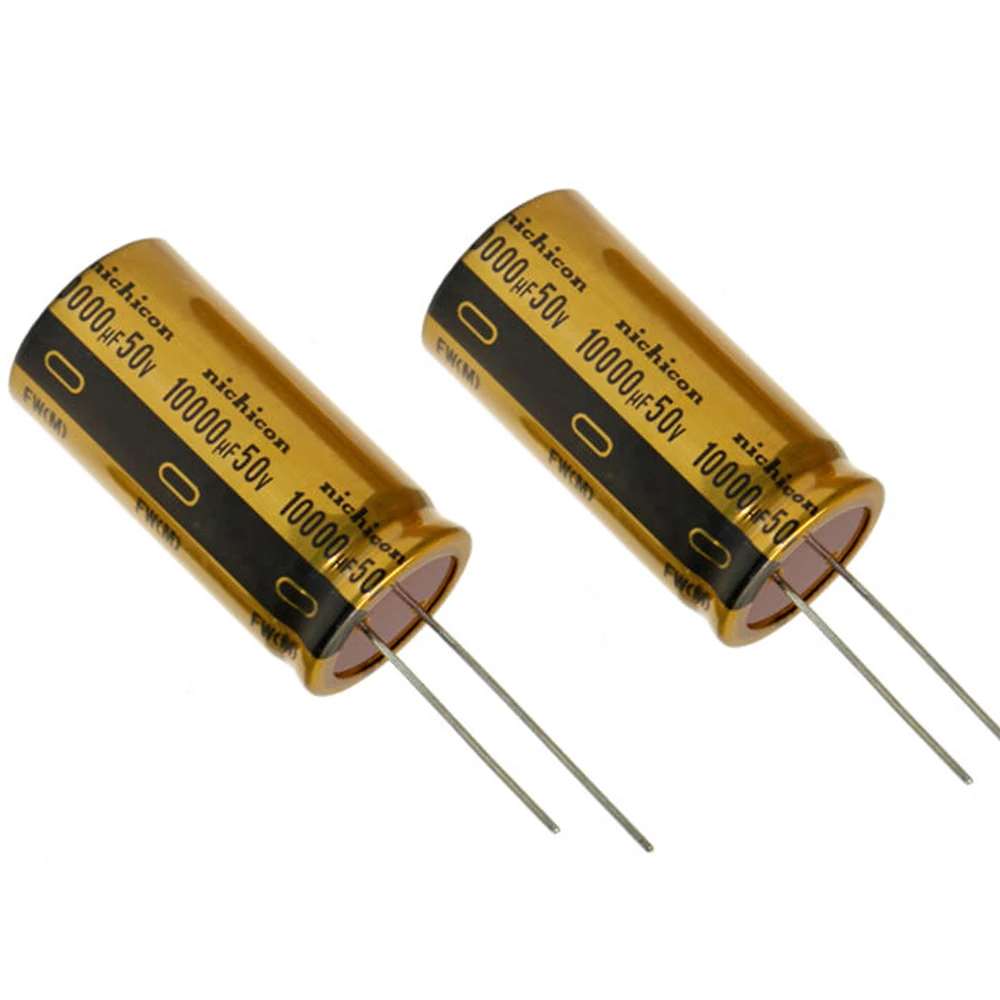 2 шт. 10000 мкФ 50 в 25x50 мм Nichicon шаг 13 мм FW Золотой 50 В/10000 мкФ аудио электролитический конденсатор для усилителя платы усилителя