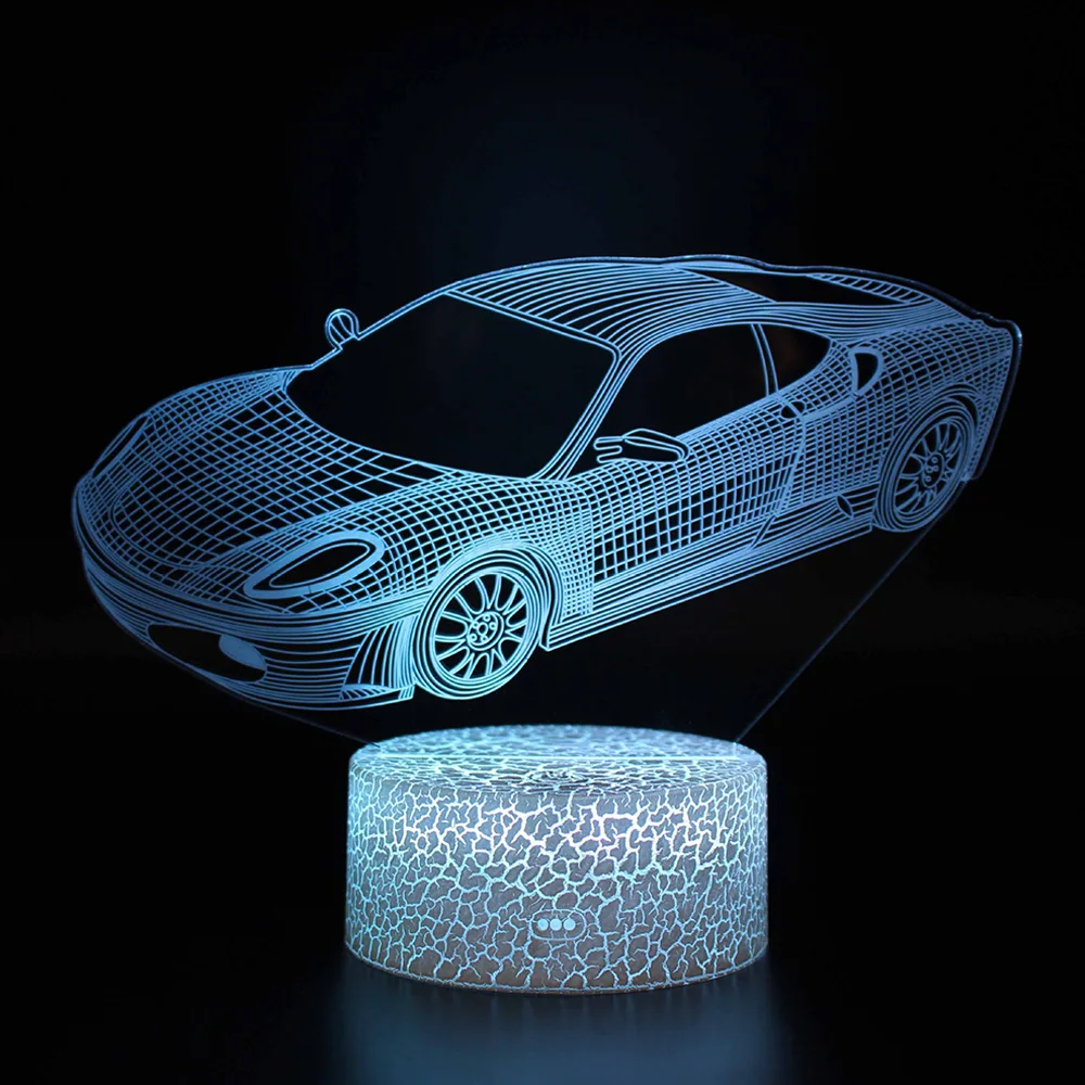 Boys Kids Gifts Home Bedroom Desk Beside Sleeping DecorCool Supercar3DLamp LED USB2021Fashion Grand Touring Car Night LightLED87