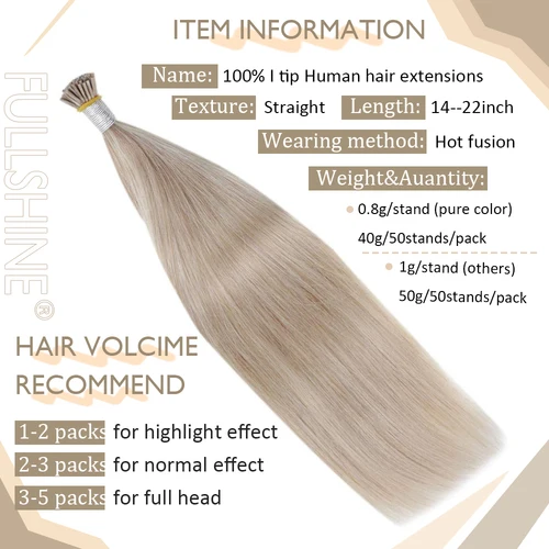 Imagen 2 del producto Full Shine Bayalage Color I Tip Hair Extensions 50g Machine Remy Human Hair Extensions Piano Color Keartin Capsule Fusion