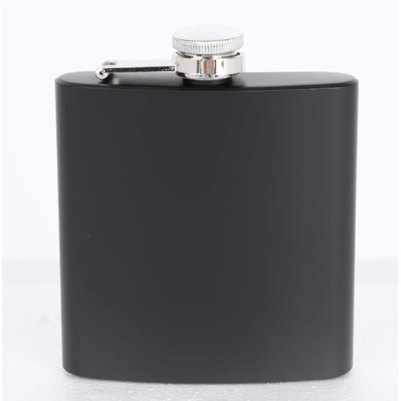 Rectangle Stainless Steel Hip Flask, Russia Flagon, Black Paint, 6oz, 7oz, 8oz