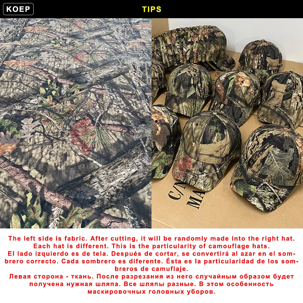 KOEP-gorra de béisbol de camuflaje para hombre, gorro de algodón con estampado de camuflaje, estilo Snapback, ideal para pescar al aire libre en la jungla, novedad