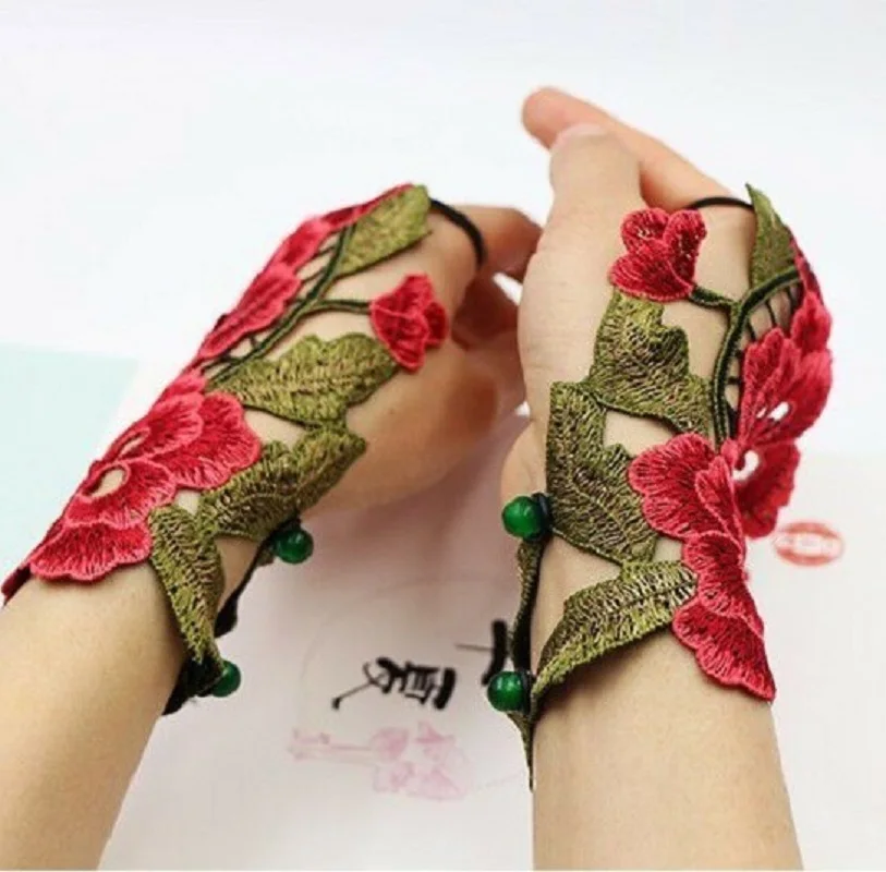 Womens Summer Gloves Casual Flower Fingerless Gloves Handwarmers Gloves Mittens Without Fingers Mittens