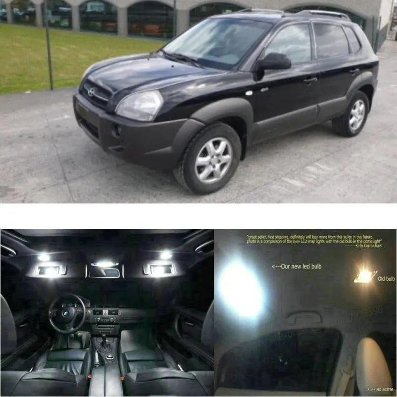 

Светодиодные внутренние Автомобильные фары для Hyundai tucson 2005, 2006, 2008, комнатная купольная карта, лампа для чтения ножной двери без ошибок, 11 шт.