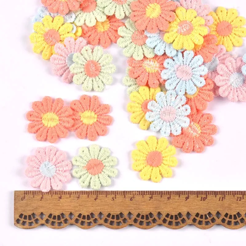 30Pcs/lot 26mm Mixed Cloth Flower Appliques for DIY Hat Clothes Leggings Sewing Supplies Headwear Decor Patches C3038