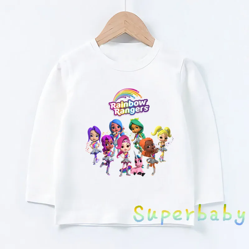 

Rainbow Rangers Cartoon Print Kids Funny T-Shirts Cute Girls Clothes Spring Autumn Baby Long Sleeve O-Neck T shirt Children Tops