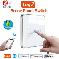 Tuya ZigBee Battery Switch, Scene Panel Switch One Button Automation Working with TuYa ZigBee Hub, One-click linkage