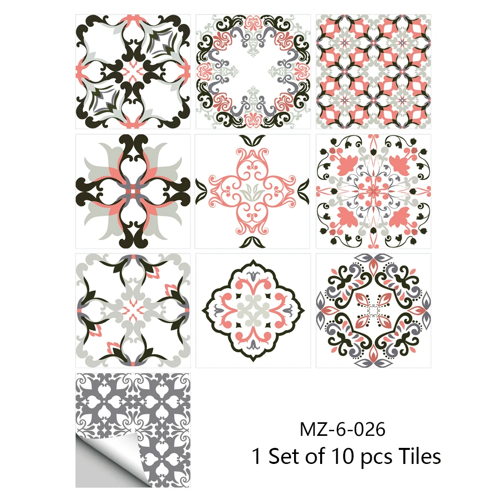 10/15/20cm Mandala Style Matte Surface Tile Sticker Peel & Stick Decoration Film For Tiles /Ground in Kitchen Wardrobe Wallpaper