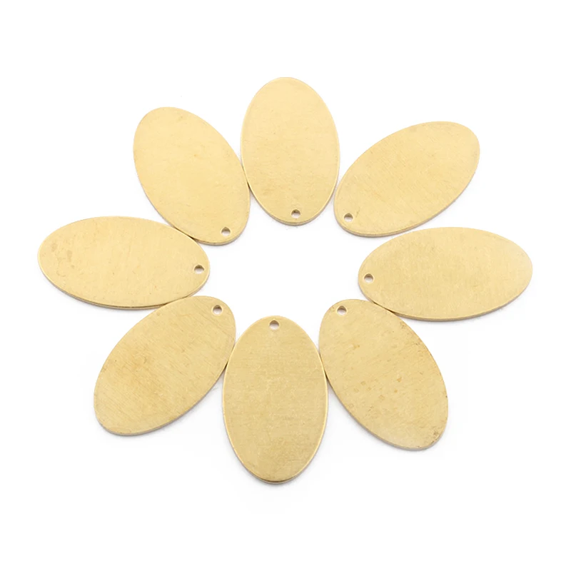 20pcs Raw Brass Oval Stamping Engraving Charms Pendant Blank Tag For DIY Earrings Bracelet Jewelry Findings Making