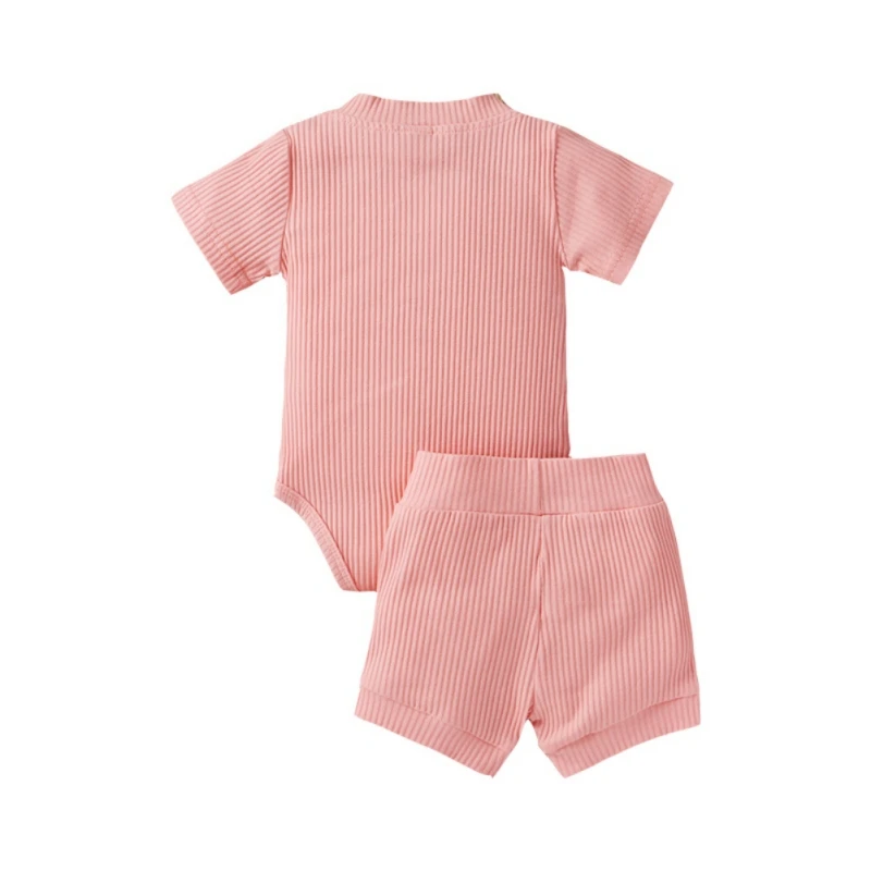 2 Pcs Newborn Baby Girl Clothing Set Short-Sleeved Striped Jumpsuit Tops+Causal Shorts Baby Clothing Outfits 0-12M