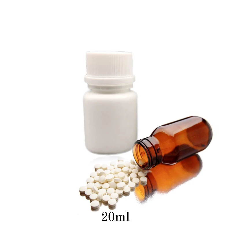 Free shipping for 50pcs 20cc HDPE pill bottles, medicine pill bottles with tamper proof cap, HDPE white mini healthy bottles