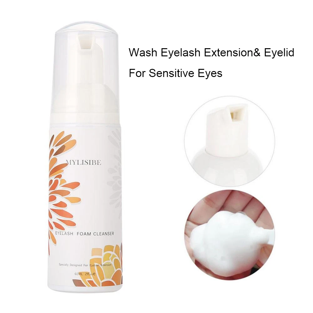 60ml Design And Customize Stickers With Your LOGO Eyelash Extension Foam Cleanser Shampoo Mousse Pump No Stimulation