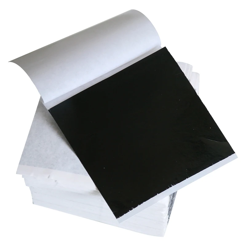 Imitation Gold Foil Gilded Leaf Paper Sheets 8X8.5cm Black for Art Nails and Christmas Decoration Fu