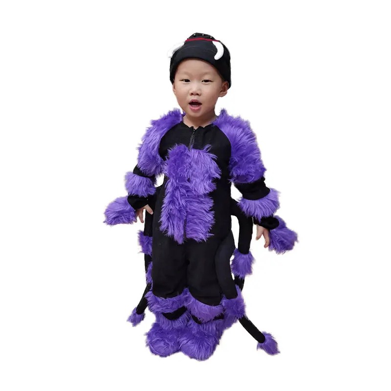 Snalify – Costume d'araignée violette pour enfants, mignon, barboteuse, Animal, Costume d'halloween, carnaval, robe fantaisie de fête