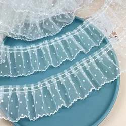 5CM di larghezza nuovo ricamo fiore Tulle tessuto di pizzo nastro di rivestimento cucito fai da te volant Applique collare frangia decorazione di nozze