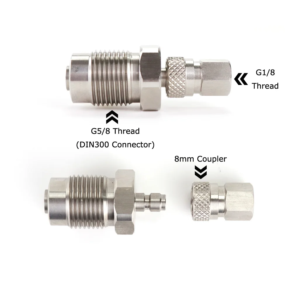 New DIN232 &300Bar 5/8BSP to 1/8BSP / 8mm Male Quick Disconnect Fitting Adapter for PCP Air Rifle Charger Filling Charging