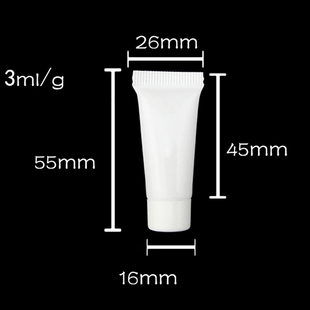 

White 3ml Lip Gloss Tube Cosmetic Essence Eye Cream Packing Squeeze Bottle Trial Packing 100pcs