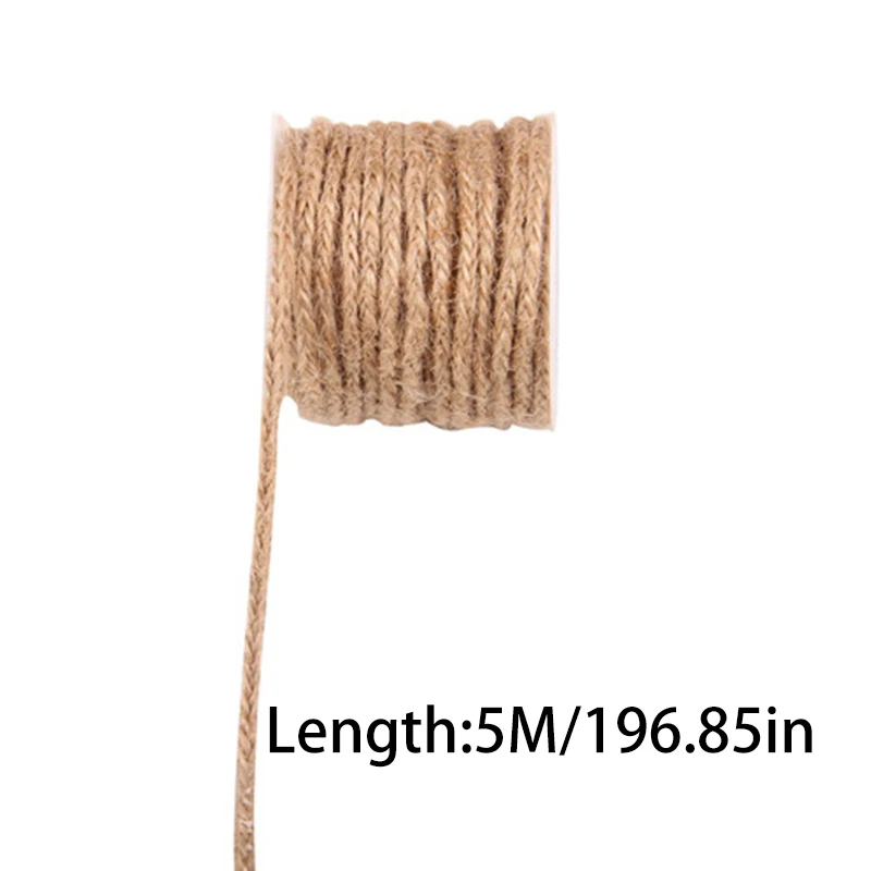 5m Handmade Linen Braided Rope Hemp Rope Rope Tying Hemp Rope Rope DIY Craft Decoration Wedding Party Decoration