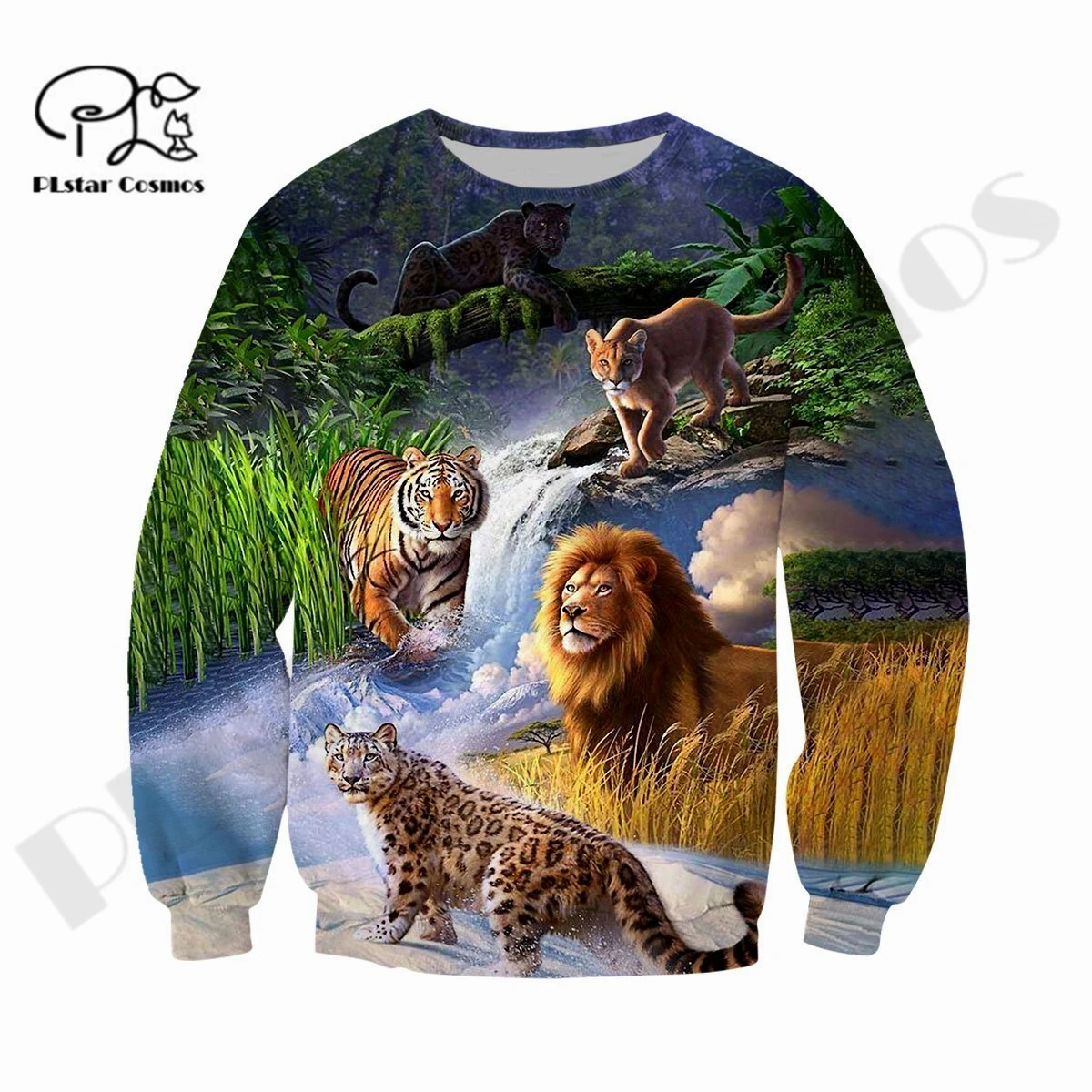 PLstar Cosmos 3Dprint Singa Harimau Hewan Terbaru Harajuku Streetwear Unik Uniseks Pria/Wanita Kasual Hoodie/Kaus/Gaya Zip