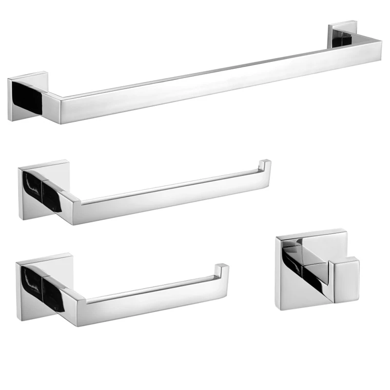 

Mirror Chrome Polished Stainless Steel Bathroom Hardware Set Towel Rack Toilet Paper Holder Towel Bar Hook Bathroom Accessories