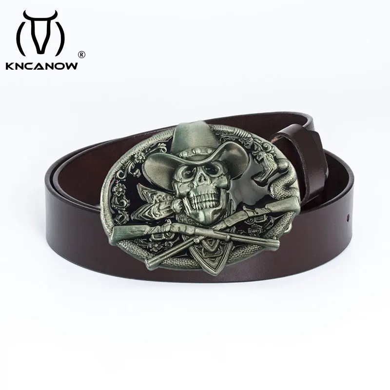 

Male Fashion Leather Belt Men Male Genuine Leather Strap Luxury Punk Skull Buckle Men's Belt Cowskin Cummerbunds Ceinture Homme