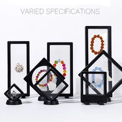 3D Floating Picture Frame Shadow Box Jewelry Display Stand Ring Pendant Holder Protect Jewellery Stone Presentation Case