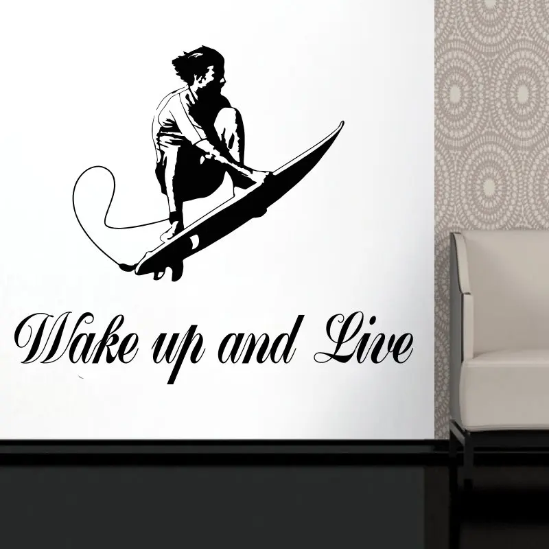 Surfing Wall Decals Surfer Board Wave Ocean Extreme Sports Wall decor Sticker Vinyl Indoor Home Decoration Accessories X523