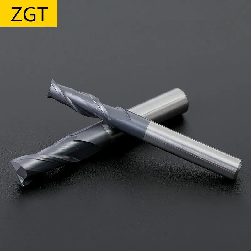 ZGT Endmills HRC50 2 Flute Tungsten Steel Milling Cutter Alloy Carbide End Mill CNC Metal Cutter High quality Milling Tools 10mm