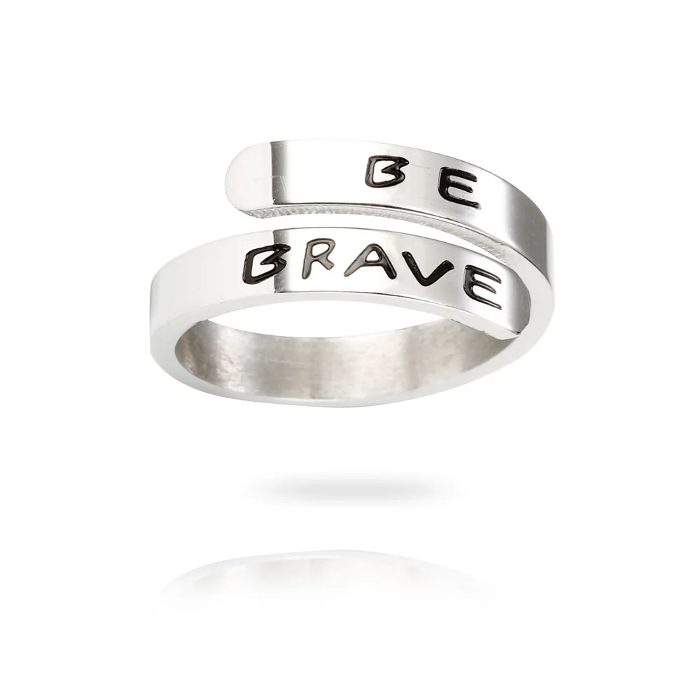 MYLONGINGCHARM Stainless Steel Ring- Be Brave-Etching engraving words-1pc-18mm inner size