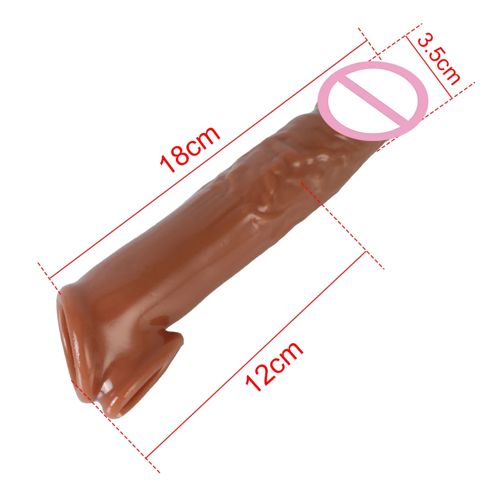 Realistic Penis Condom 18CM Penis Sleeve Extender Cock Enlarger Sex Shop Sex Toys for Men Male Delay Ejaculation