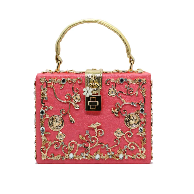 Pu Borduurwerk Rode Roos Bloem Kralen Mode Vrouwen Schouder Handtassen Messenger Crossbody Tassen Avond Totes Bag Box Clutch Purse