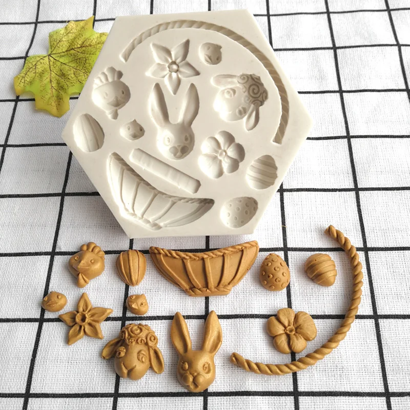 Flower Basket Rabbit Sheep Egg Silicone Cake Mold Dessert Baking Bunny Chocolate Bakeware Pastry Decorating DIY Moulds Resin