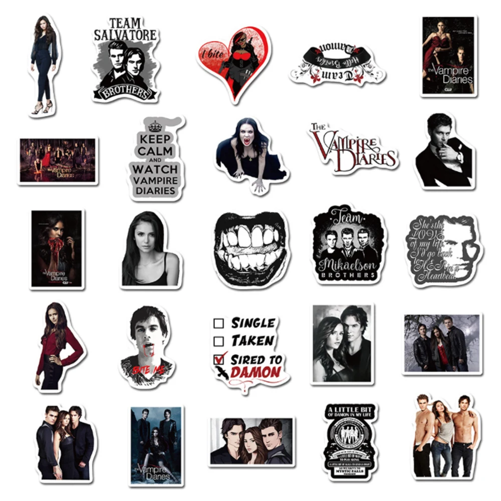 10/30/50pcs The Vampire Diaries TV Show Stickers Graffiti Motorcycle Skateboard Laptop Luggage Computer Phone Toy Kids Stickers