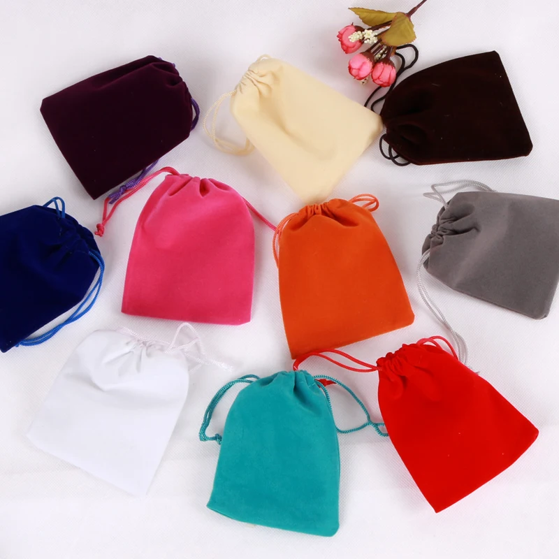 

9x12 10x12cm Velvet Bags 10pcs/lot Random Mixed Color Favor Small Cosmetic Lipstick Fashion Jewelry Necklace Earring Display Bag