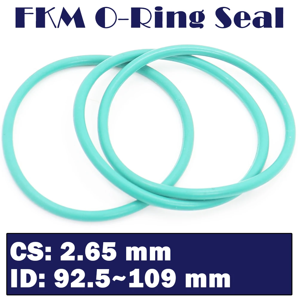 CS2.65mm FKM Rubber Ring ID 92.5/95/97.5/100/103/105/106/109*2.65 mm 10PCS O-Ring Fluorine Gasket Oil seal Green ORing