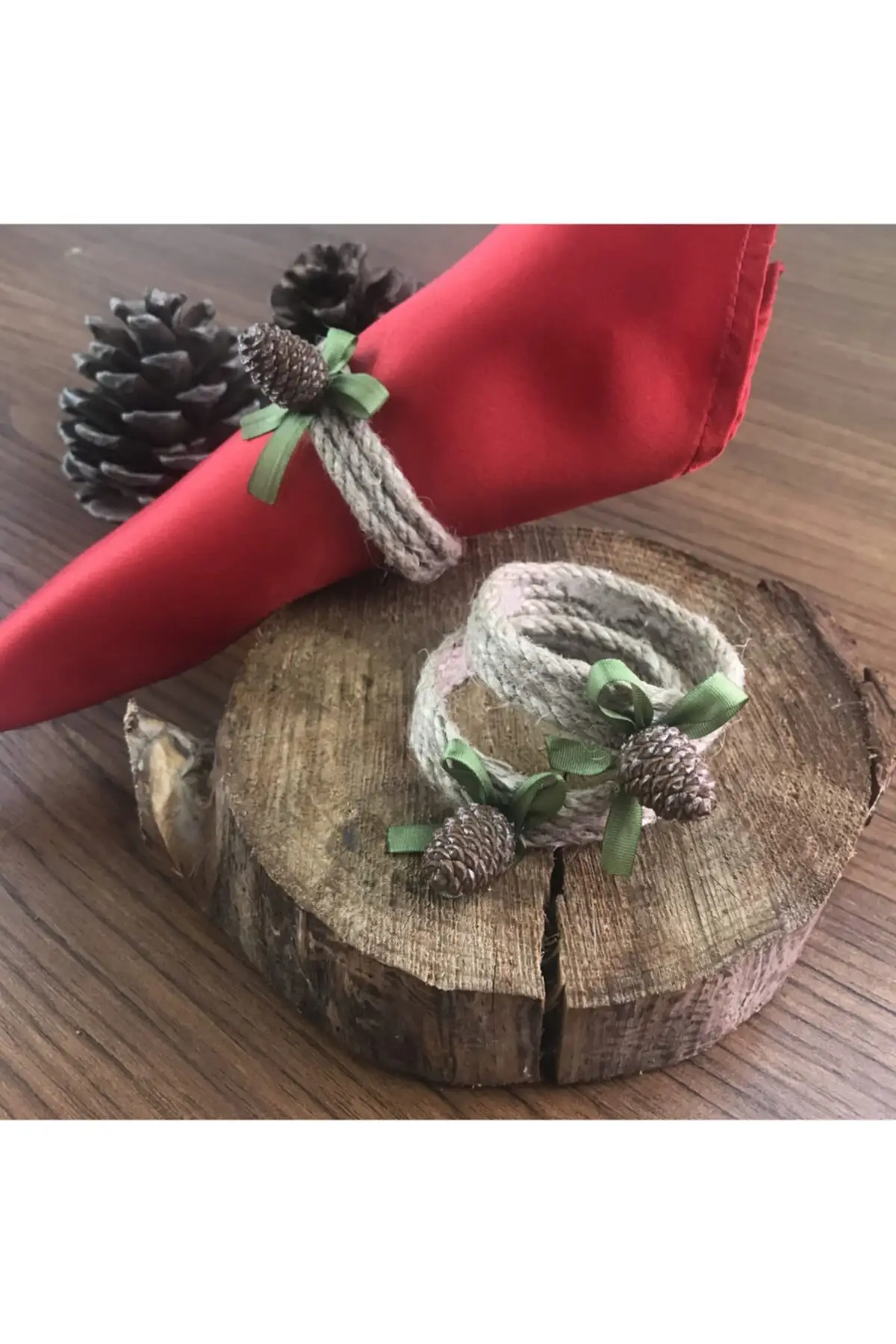 Handmade Polished Baby Cones Straw Burlap Rope Napkin Ring Ring 6 Personality