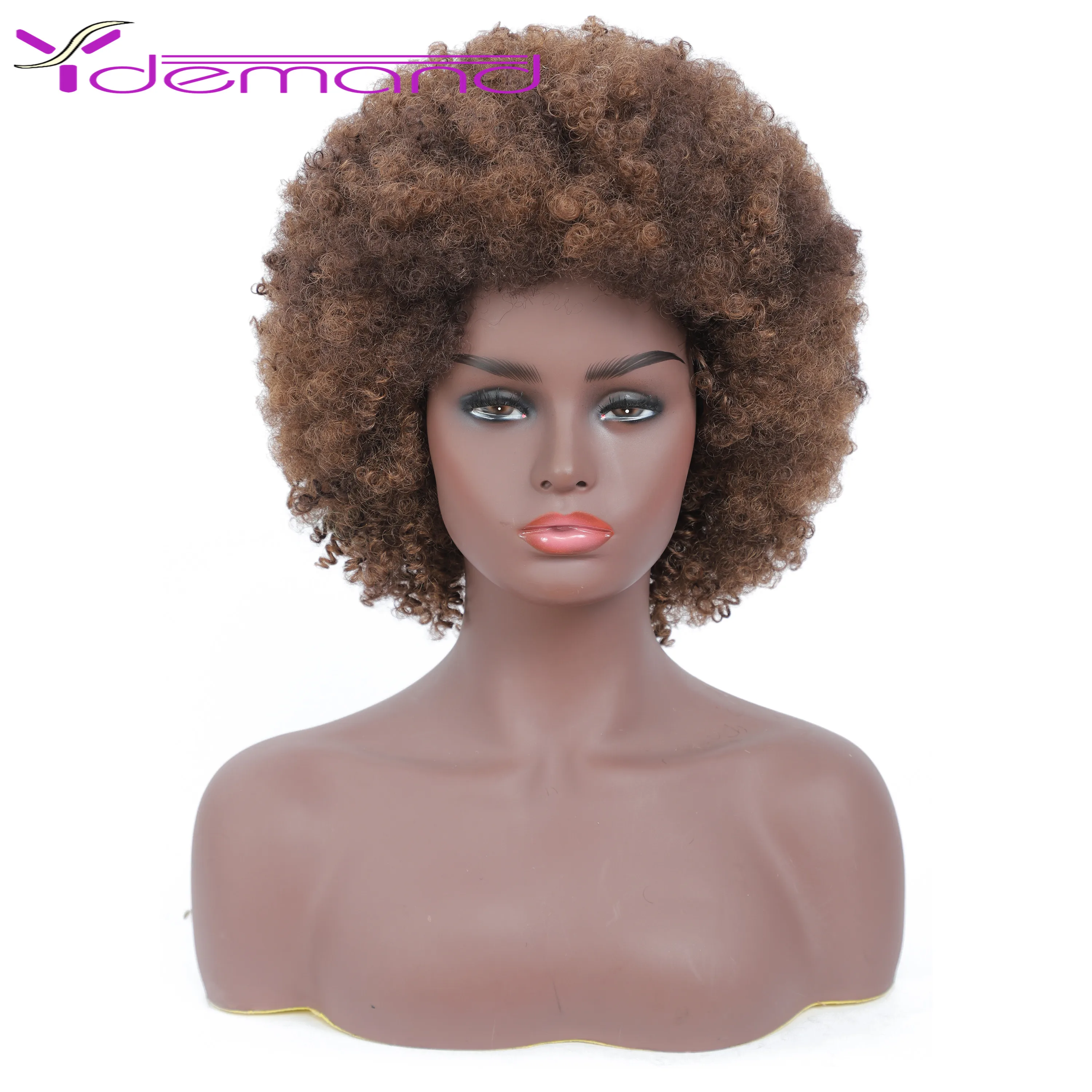 

Y Demand Synthetic Afro Wig Kinky Curly For Women African Dark Brown Short Wig Cosplay Natural High Temperature Hair