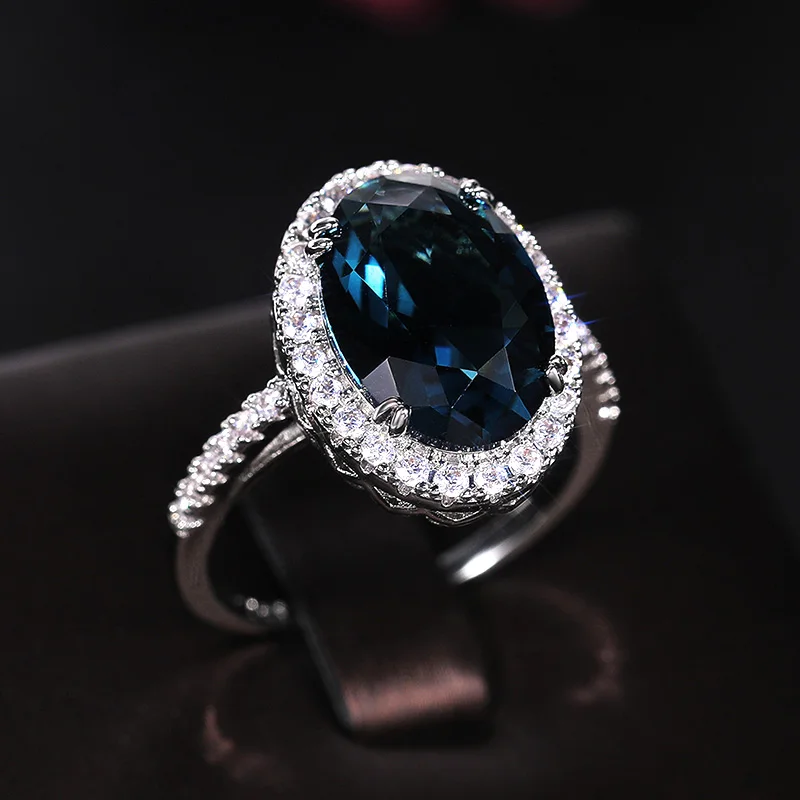 Huitan Eleganter ovaler Zirkonia-Damen-Fingerring, Party, wunderschön, Hochzeitstag, Geschenk, gute Qualität, Damen-Modeschmuck