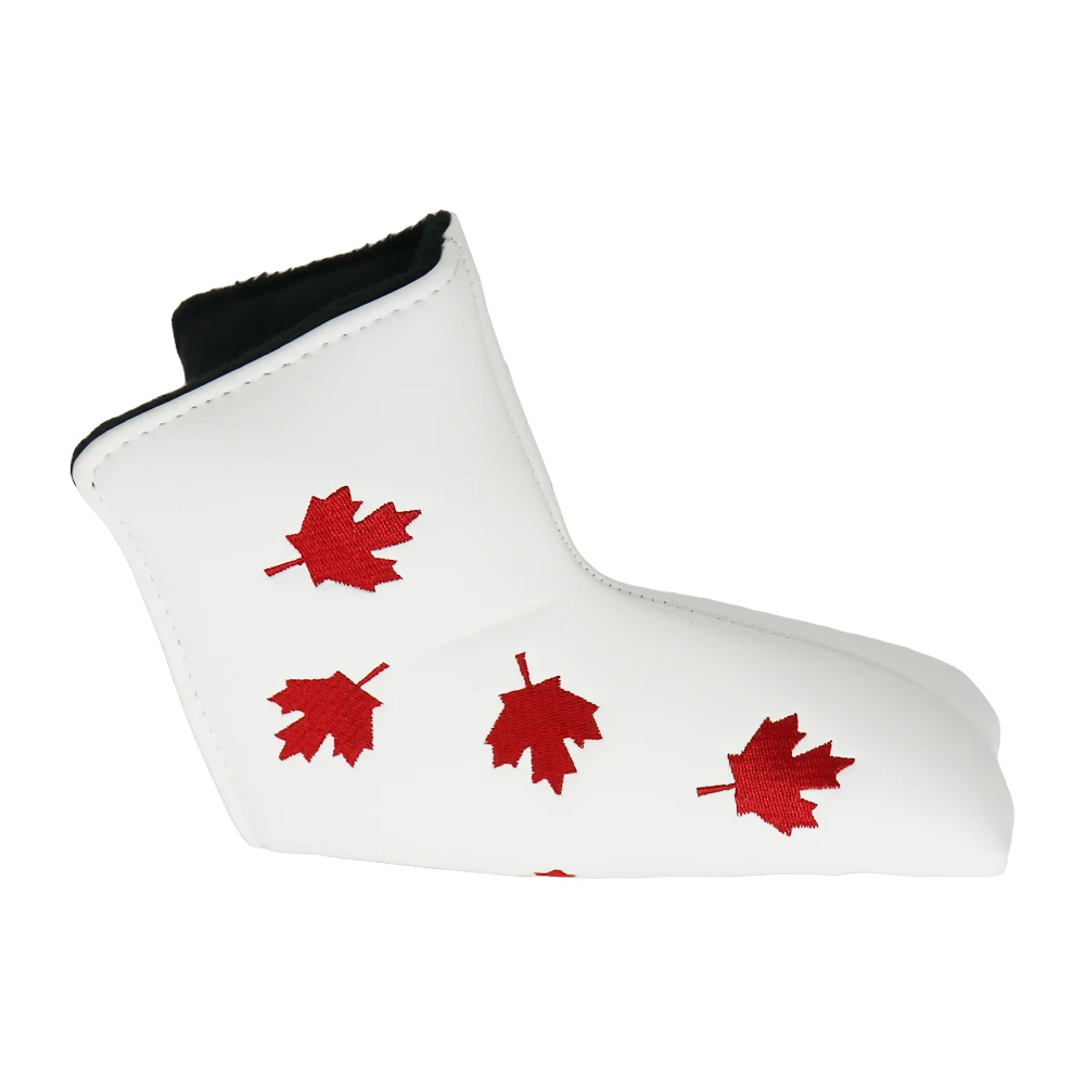 PU Golf Putter Head Cover Golf Blade Cover Canada Flag Red Maple Leaf Headcover Protection Bag for Golf Blade Club Head