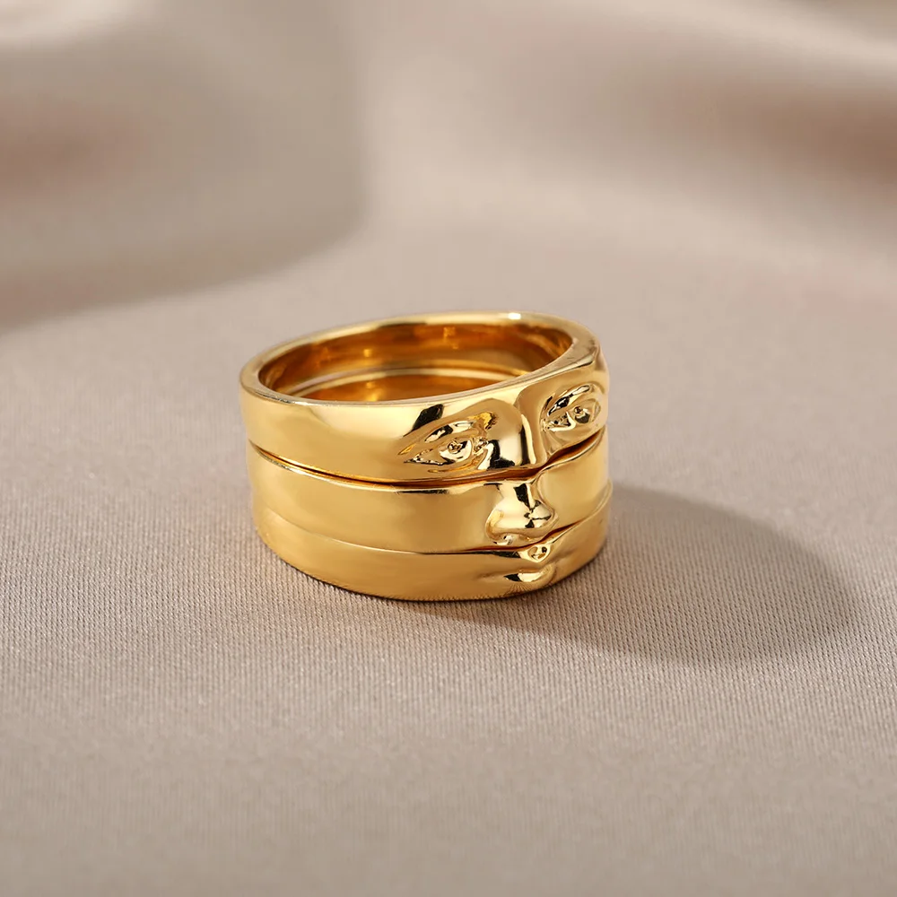 Augenringe für Damen und Herren, Edelstahl, Goldfarben, Vintage-Gesichtsring-Sets, luxuriöser Y2K-Ästhetik-Schmuck 2025, кольца, Anillos – Detail 8