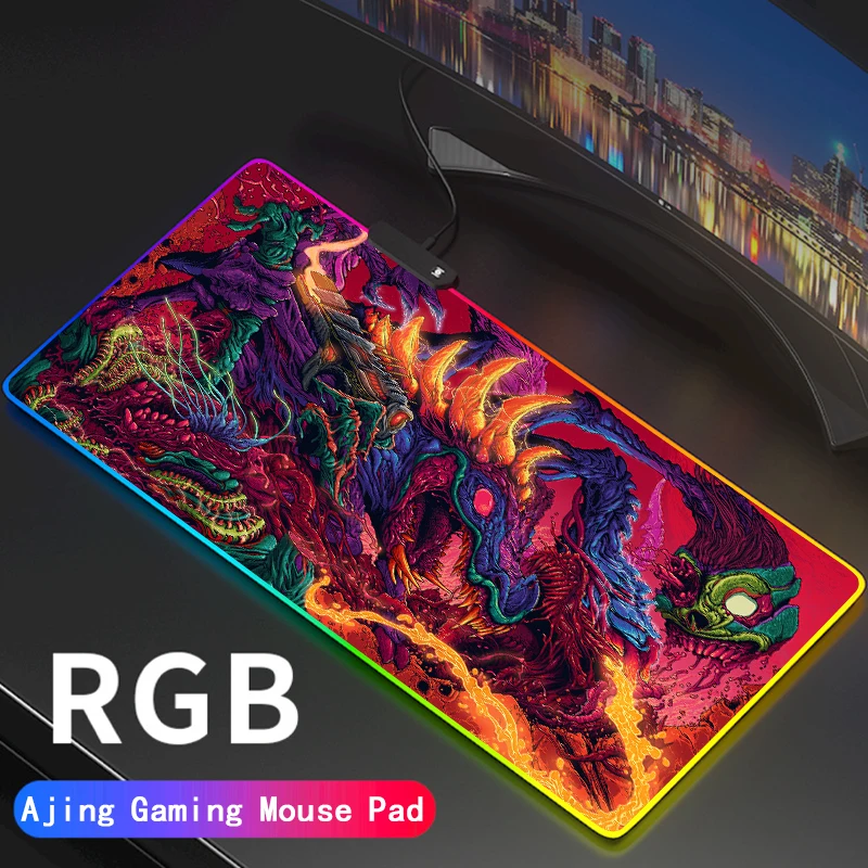 RGB 90x40cm Graffiti art Big Gaming Mouse Pad HyperX Gamer Keyboard Mouse Mat HyperS Beast LED Desk Mousepad for CS Desk Carpe