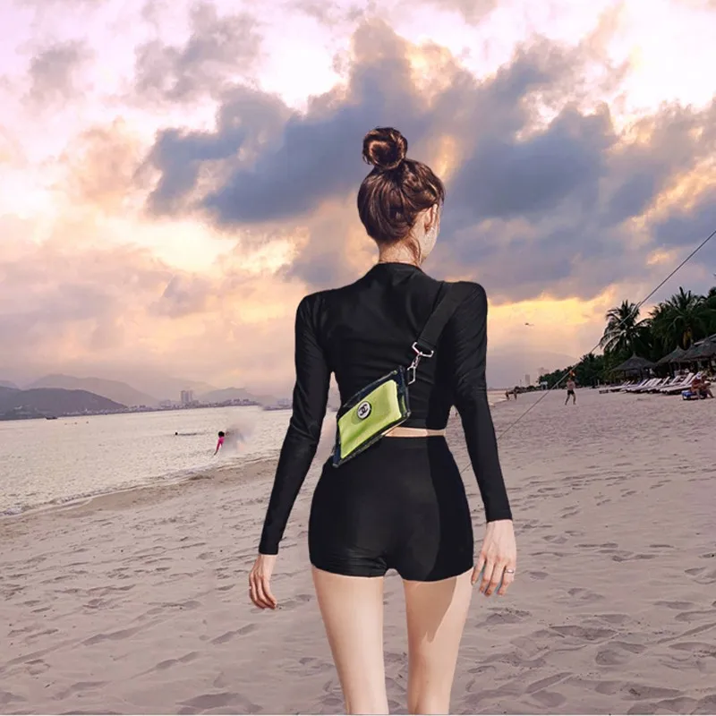 2022 New Women Sport Beach Wear Two Pieces Bathing Suit High Waisted Long Sleeves Sumemr Surfing Suit Padded Rashguards