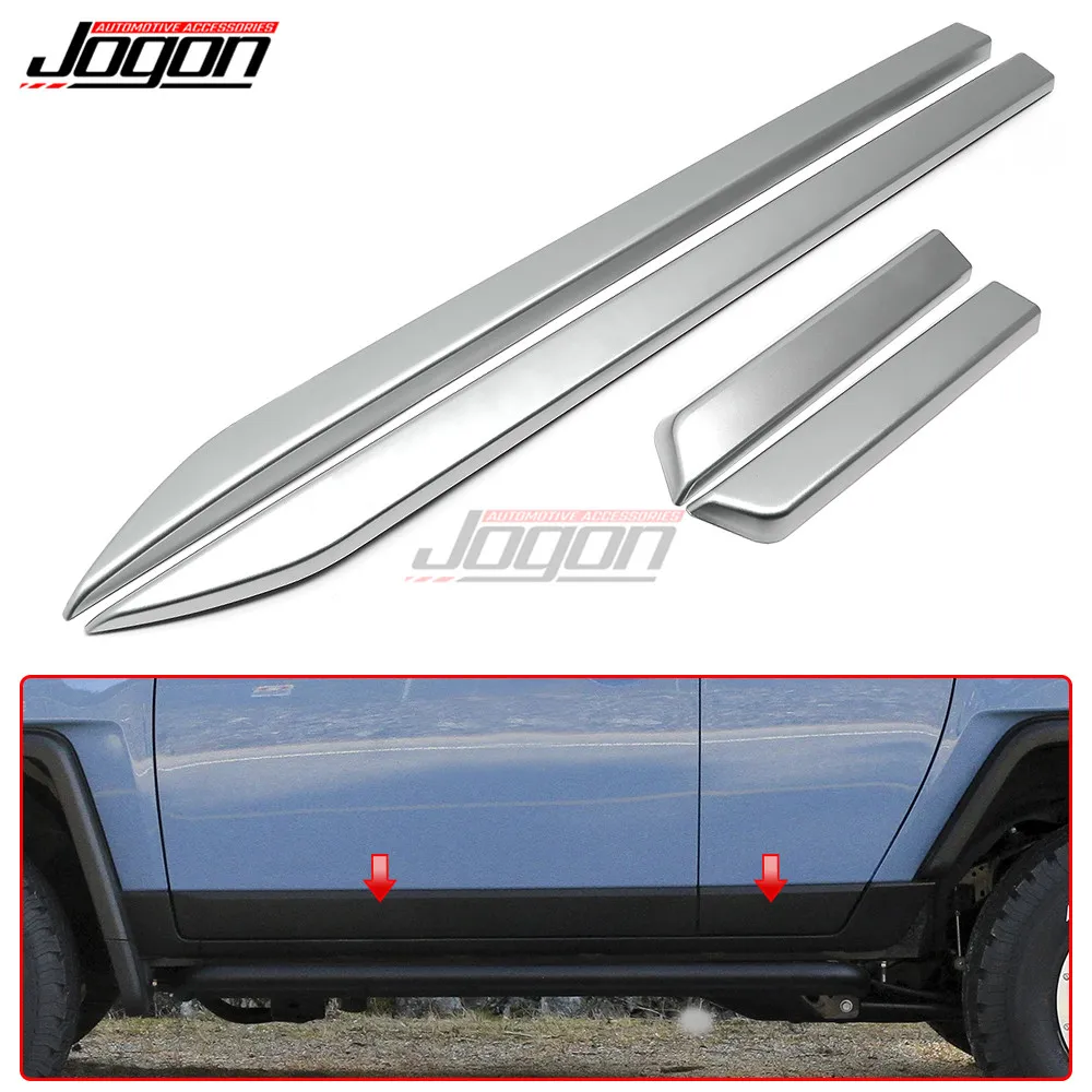 4Pcs ABS Sliver Car Side Door Body Protector Molding Cover Trim For Toyota FJ Cruiser XJ10 2006-2020 Car Styling Accessories