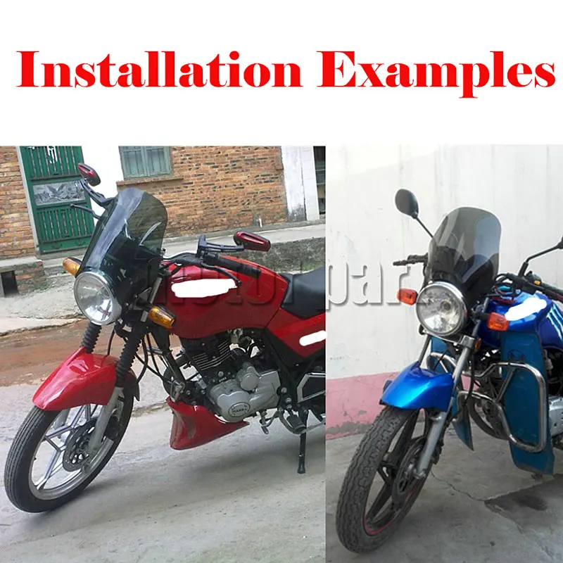 Universal Motorcycle Windshield Round Lights Street Bike Windscreen Screen Glass As For Honda Yamaha Kawasaki Suzuki Smoke Clear