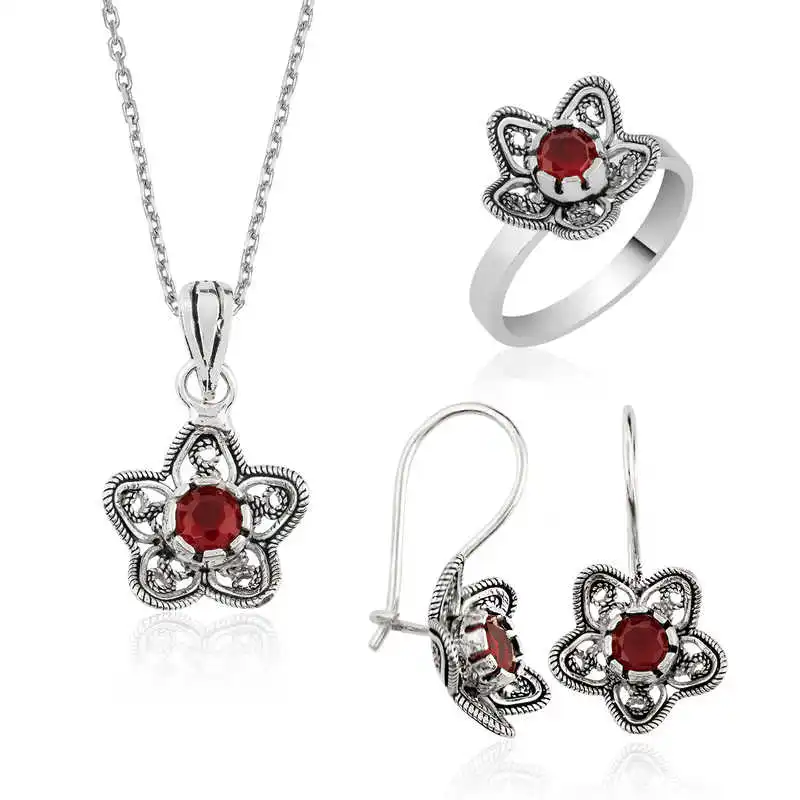 Silver Lotus flower Filigree Women 'S Set